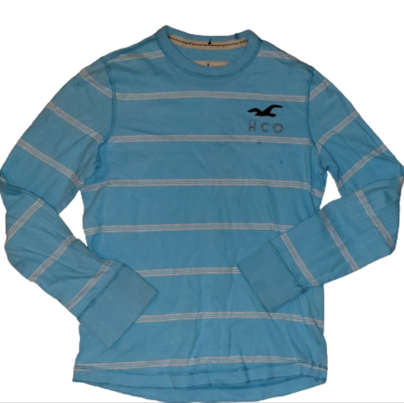 Hollister 2Pc Mens Striped Shirts Bundle Value Pack Long Sleeve Blue Size Small - Picture 6 of 10